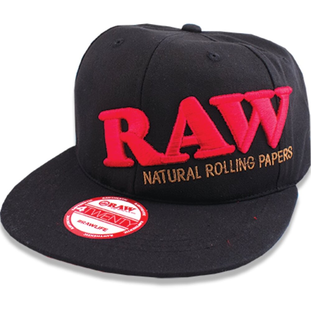RAW Classic Black Snapback Cap with Built-In Wood Rolling Stick NWOT